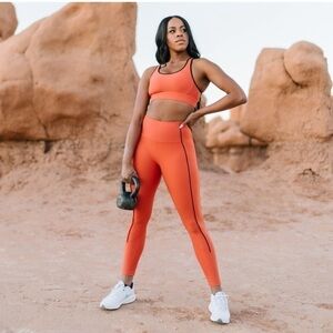 Zyia Active Burnt Orange Ribbed Premium 7/8 Leggings Size 6-8